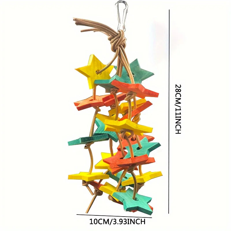 Star-Shaped Parrot Chew Toy Set – Natural Bird Cage Accessories Bird Chew Toy SWANS
