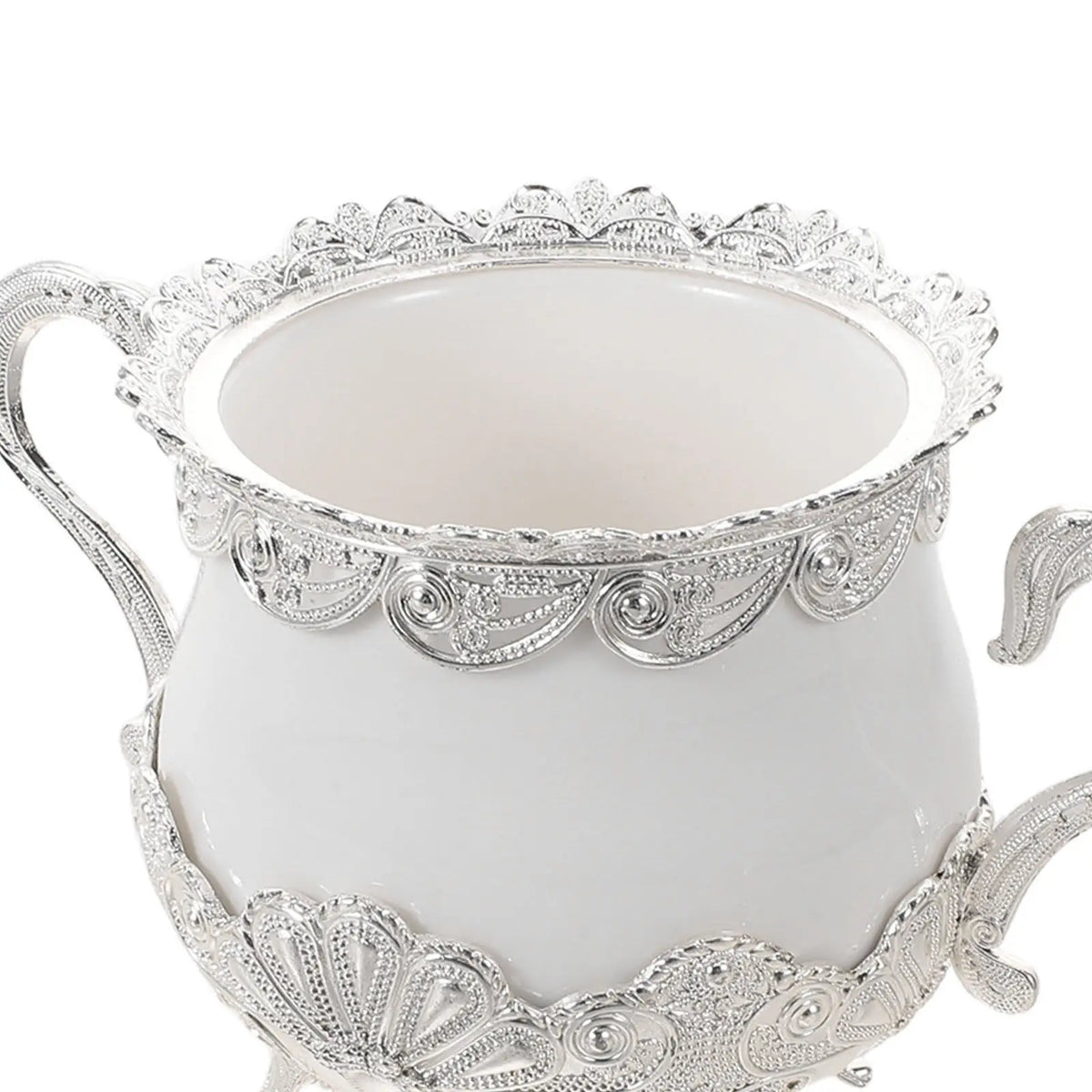 Ceramic Sugar Bowl with Lid & Spoon – Vintage Peacock Design Ceramic Storage Jar SWANS