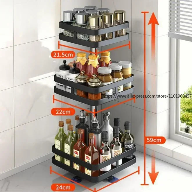 SWANS 360° Rotating Spice Rack Kitchen Countertop Organizer Rotating Spice Rack SWANS