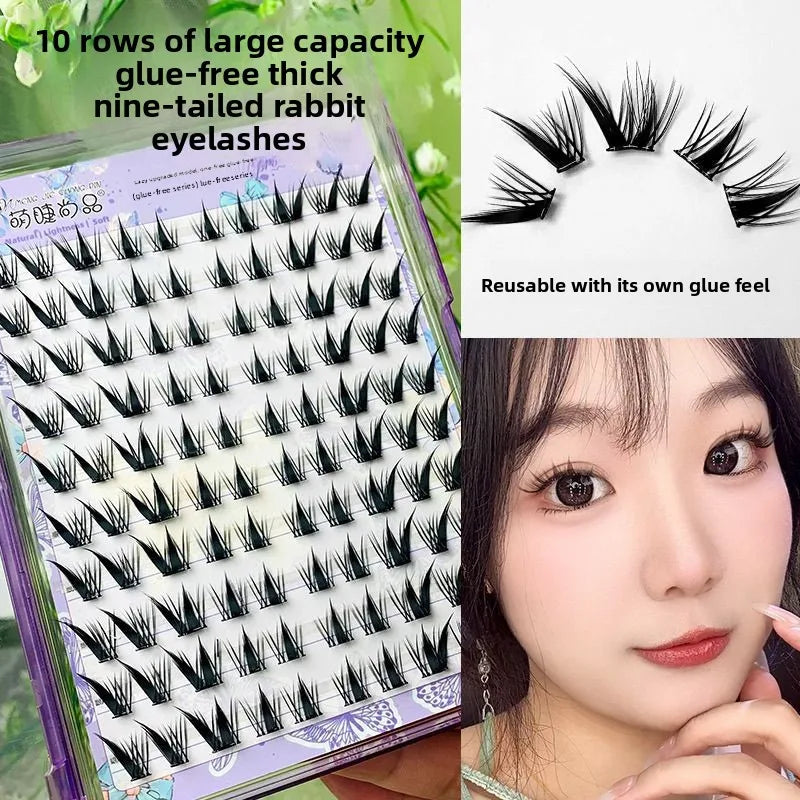 No-Glue 3D Manga Cat Eye False Lashes – Reusable & Curly