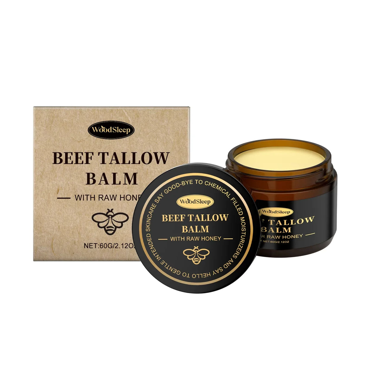 WOODSLEEP Beef Tallow Honey Balm – Nourishing Face & Body Cream Face & Body Cream SWANS 60g boxed