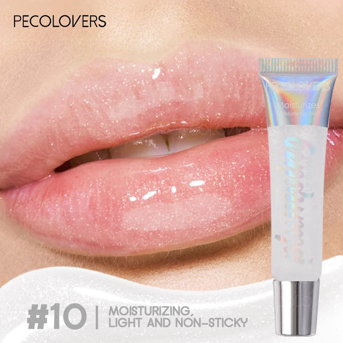 Waterproof Glitter Lip Oil – Clear Nourishing Lip Gloss Glitter Lip Gloss SWANS 10