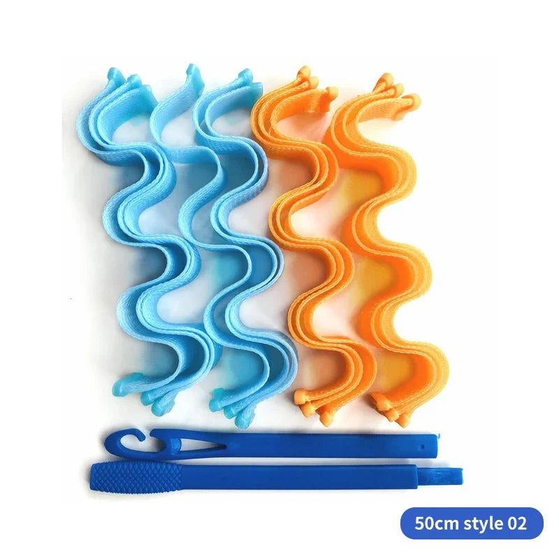 Heatless Hair Curling Rollers – No Heat Foam Styling Set Heatless Hair Curlers SWANS 12pcs 50cm wave 1