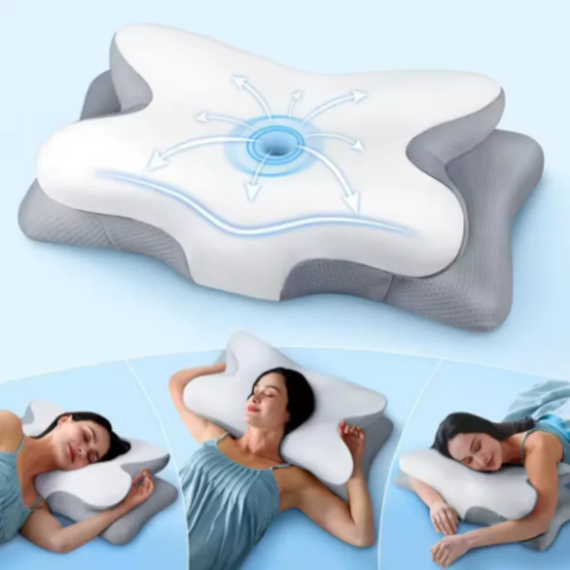 SWANS Memory Foam Contour Neck Pillow – 100% Cotton Cover Memory Foam Pillow SWANS