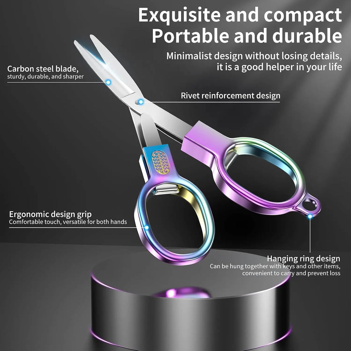 Rainbow Folding Scissors – Portable Stainless Steel Craft Snips Folding Scissors SWANS