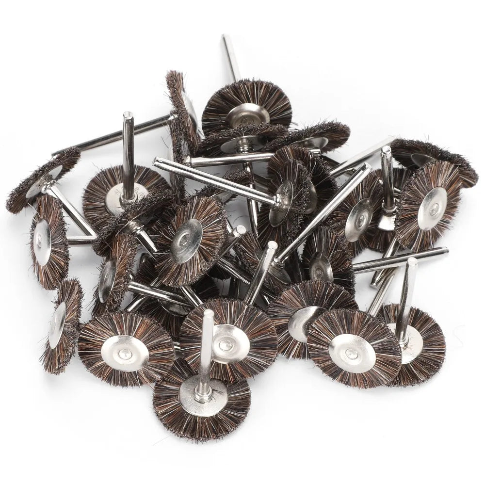 30-Pack T-Type Brush Wheel 25mm Polishing Tool – 3mm Shank Rotary Brush Wheels SWANS