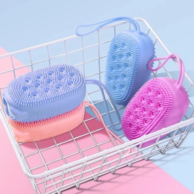 SWANS Silicone Shower Brush – Double-Sided Body Massager Silicone Bath Brush SWANS