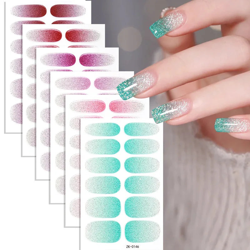 Waterproof Gradient Glitter Nail Stickers – Self-Adhesive Art Nail Art Stickers SWANS