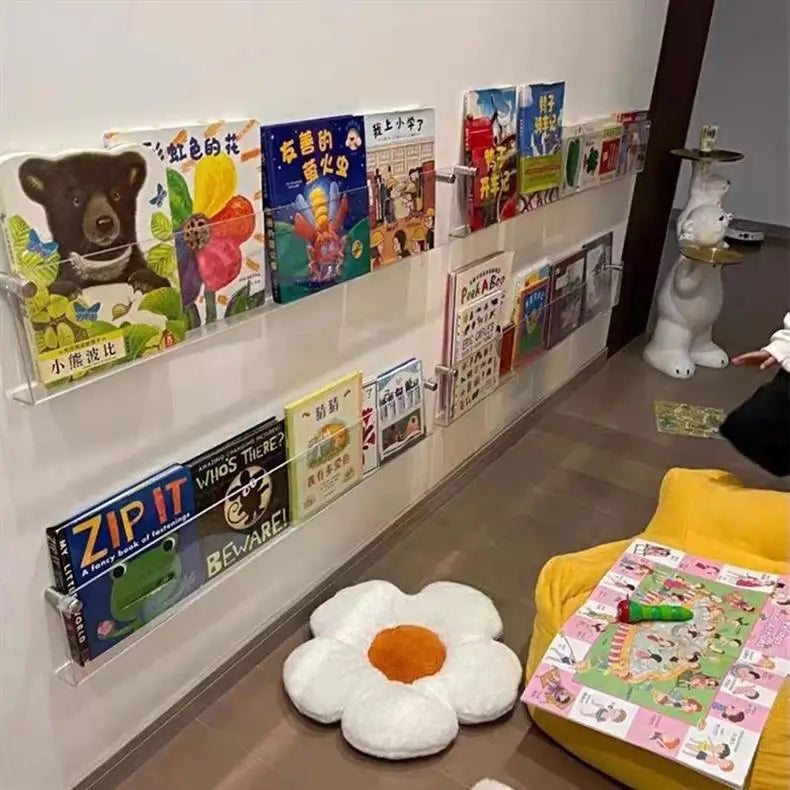 Acrylic Wall-Mounted Magazine & Book Storage Rack – Transparent Wall Storage Rack SWANS
