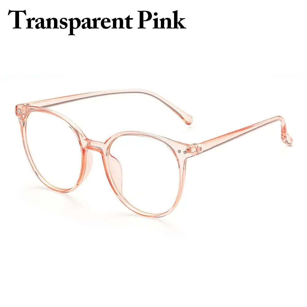 Vintage Round Blue Light Blocking Glasses – Unisex Clear Lens Blue Light Glasses SWANS Transparent Pink