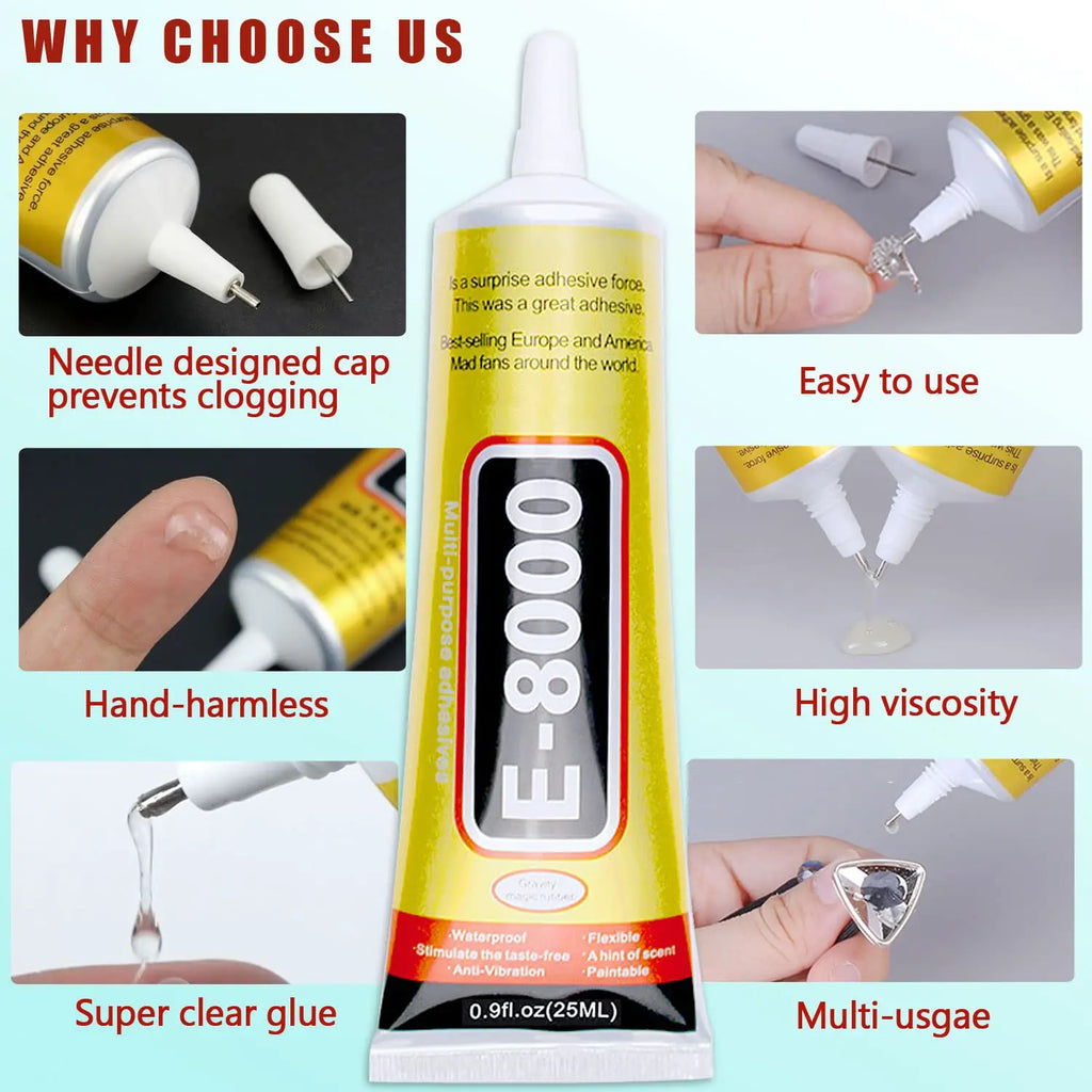 E8000 Super Strong Multi-Purpose Liquid Glue 15–110ml Multipurpose Craft Adhesive SWANS