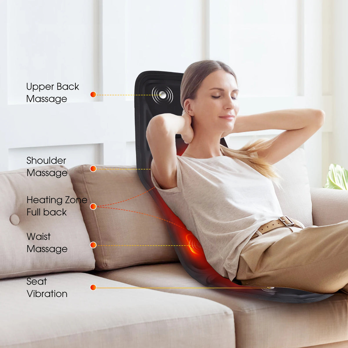 Hailicare Heating Back Shoulder Vibration Massage Mat Cushion Massage Mat Cushion SWANS