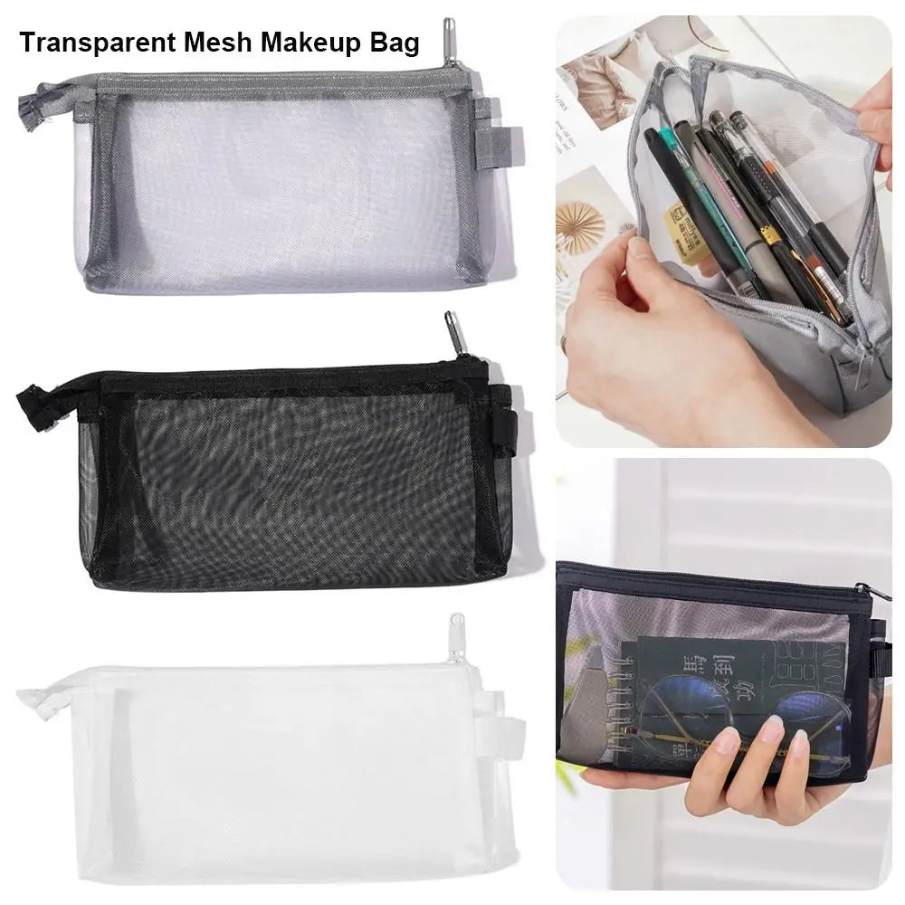 Transparent Mesh Makeup Bag – Portable Cosmetic Organizer Cosmetic Makeup Bag SWANS