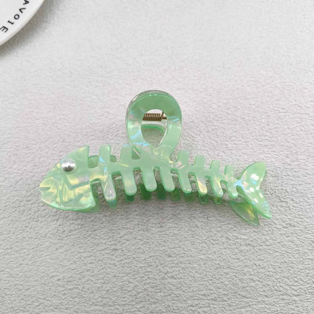 Y2K Fishbone Shark Hair Claw Clips – Colorful PVC Accessories Hair Claw Clips SWANS Green