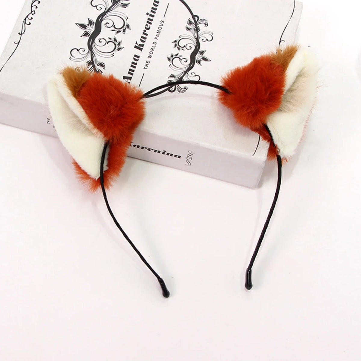 Fox Ear Plush Headband – Cute Orange & White Animal Hair Hoop Plush Animal Headband SWANS