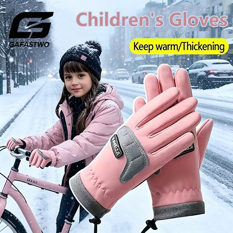 Kids Winter Cycling Gloves Anti-Slip Fleece Lined Boys Girls Kids Winter Gloves SWANS