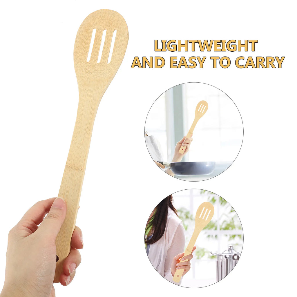 ROSENICE 3-Pc Bamboo Spatula Set – Non-Scratch Long Handle Bamboo Spatula Set SWANS