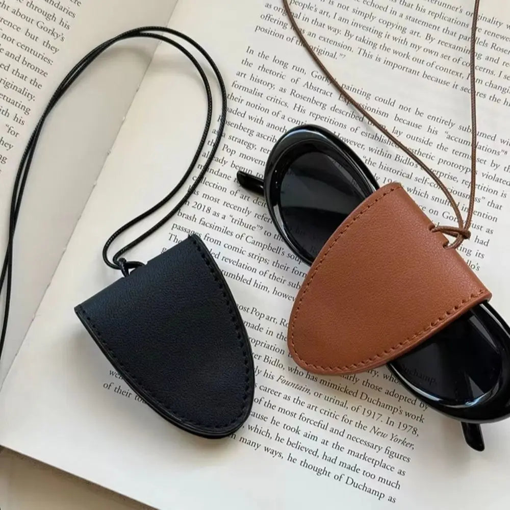 PU Leather Eyeglasses Hanging Neck Pouch – Unisex Storage Bag Eyeglasses Neck Pouch SWANS