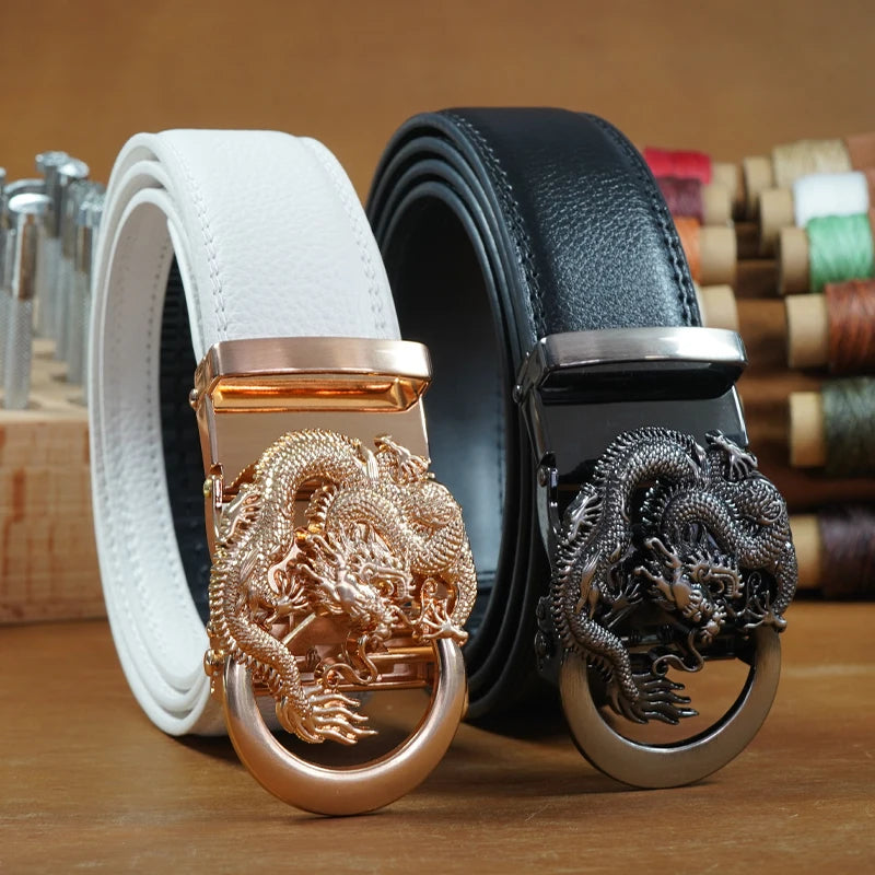 Men's Split Leather Belt – Automatic Ratchet Buckle Leather Belt SWANS