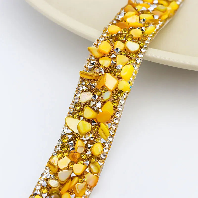 Self-Adhesive Rhinestone Ribbon Tape Glitter Trim Strip 1 Yard Rhinestone Trim Tape SWANS Yellow 2cm