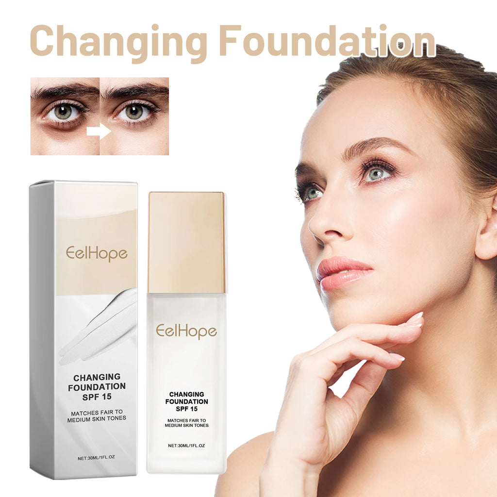 Eelhoe Color Changing Foundation SPF15 30ml – Hydrating Coverage Liquid Foundation SWANS