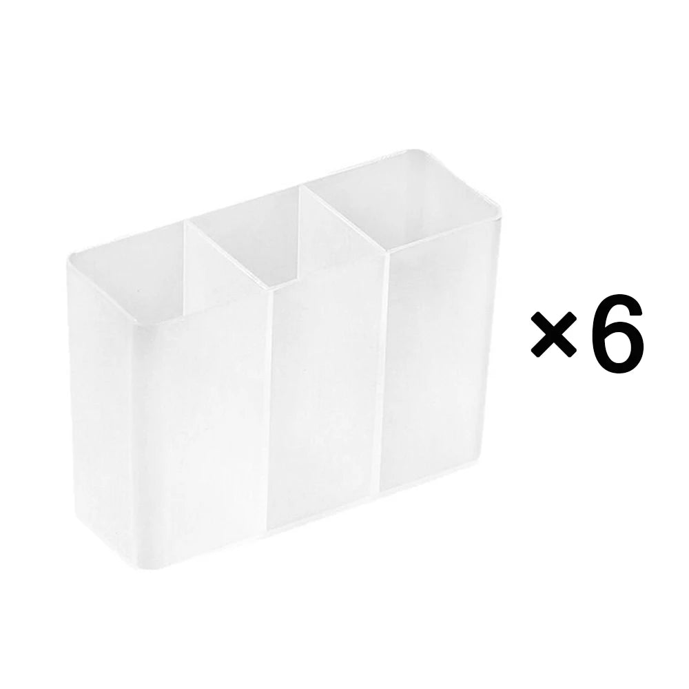 Wall-Mount Clear 3-Compartment Storage Box – No Drill Wall Storage Organizer SWANS 6Pcs