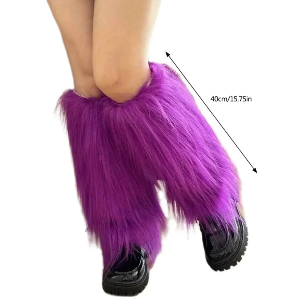 Faux Fur Furry Leg Warmers 40cm Kawaii Y2K Knee Sleeve Furry Leg Warmers SWANS