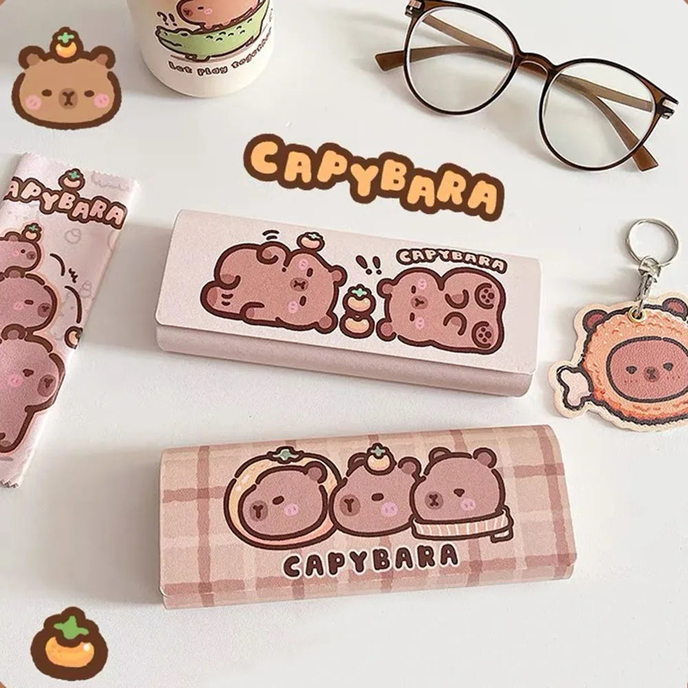 Capybara Eyeglasses Case – PU Leather Hard Shell Glasses Box Eyeglasses Case SWANS