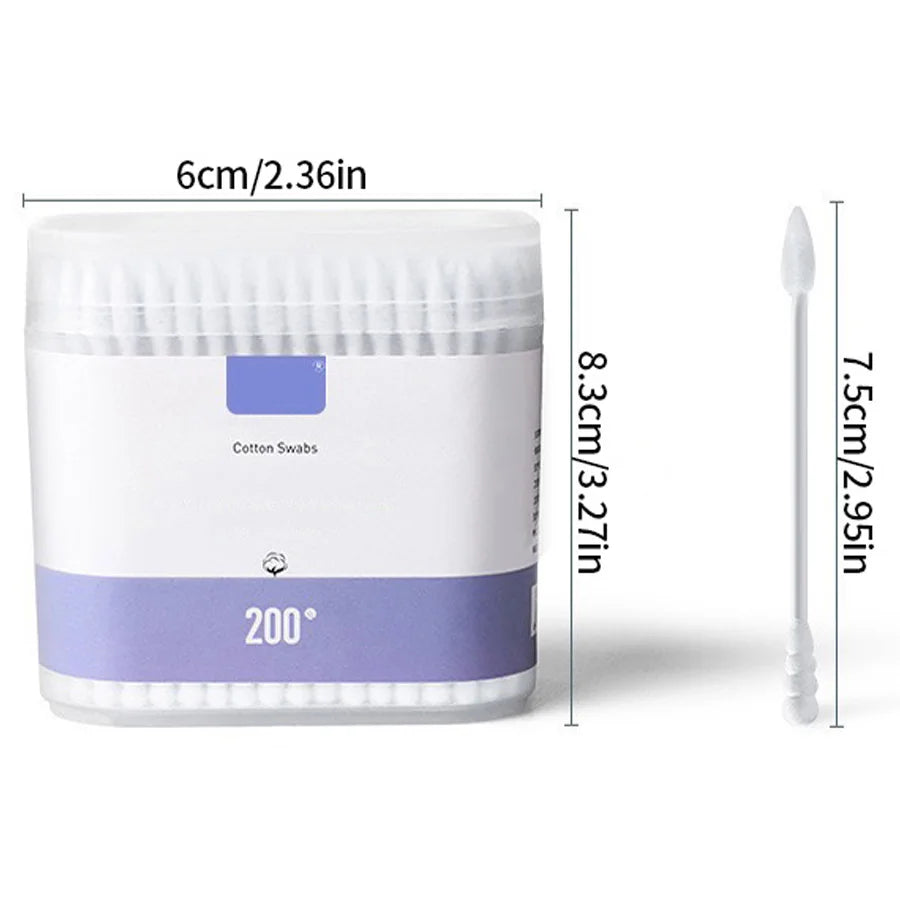 SWANS 200-Pack Double-Ended Cotton Swabs – Makeup & Cleaning Cotton Swabs SWANS