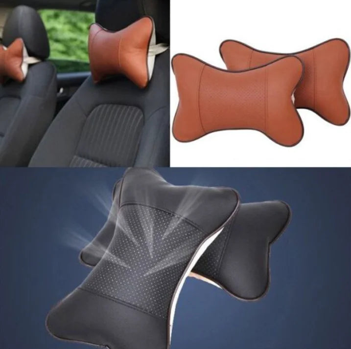 SWANS PU Leather Car Headrest Neck Pillow – Breathable Mesh Car Neck Pillow SWANS