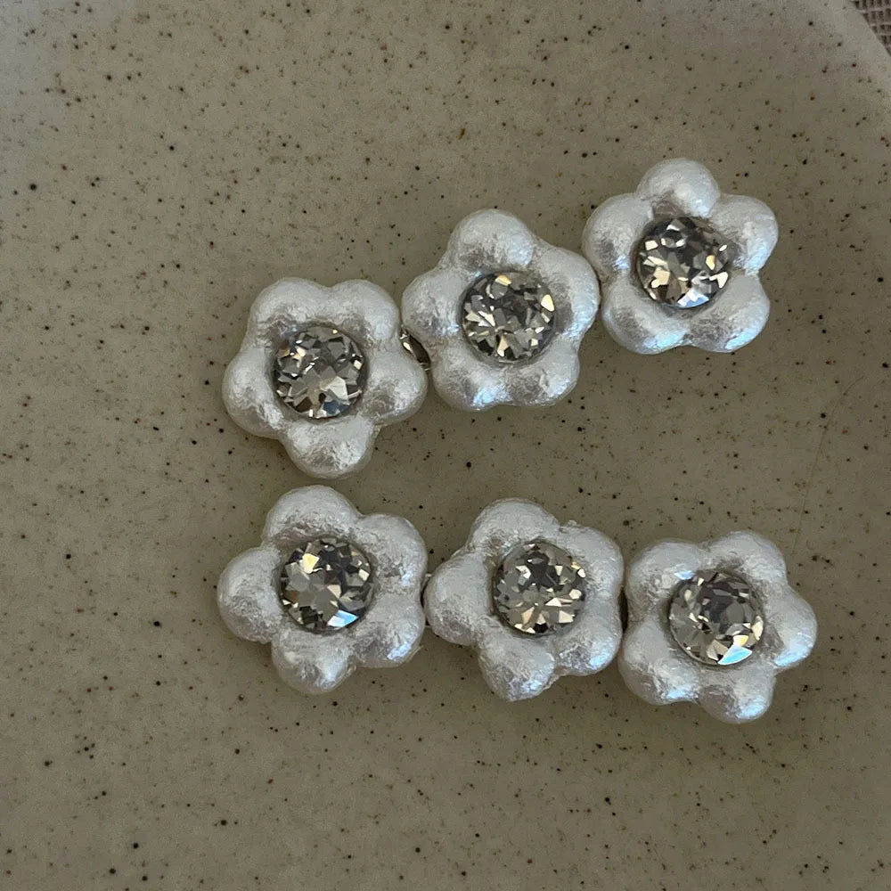 Vintage White Flower Hair Clip – Crystal Rhinestone Duckbill Hair Clip SWANS
