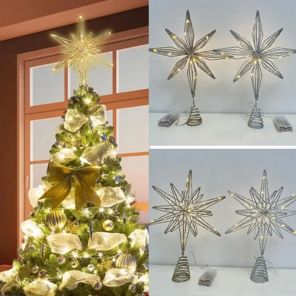LED Glitter Star Christmas Tree Topper – Iron Light-Up Decor Christmas Tree Topper SWANS