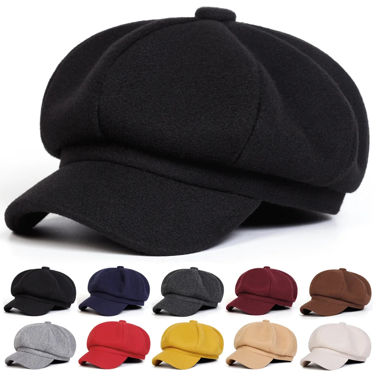 Solid Color Beret Hat – Unisex Autumn Winter Windproof Cap Beret Hat SWANS