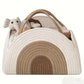 Cotton Rope Diaper Caddy Organizer – Large Baby Nursery Basket Diaper Caddy Organizer SWANS Khaki