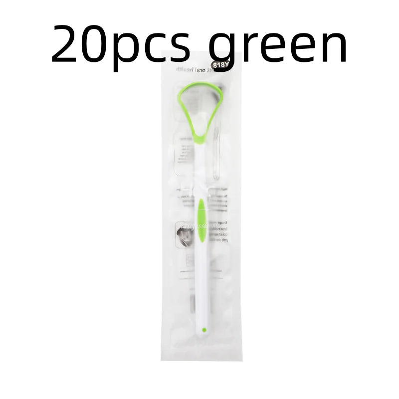 SWANS Silicone Tongue Scraper Brush – Fresh Breath Cleaner Tongue Scraper Brush SWANS 20pcs green