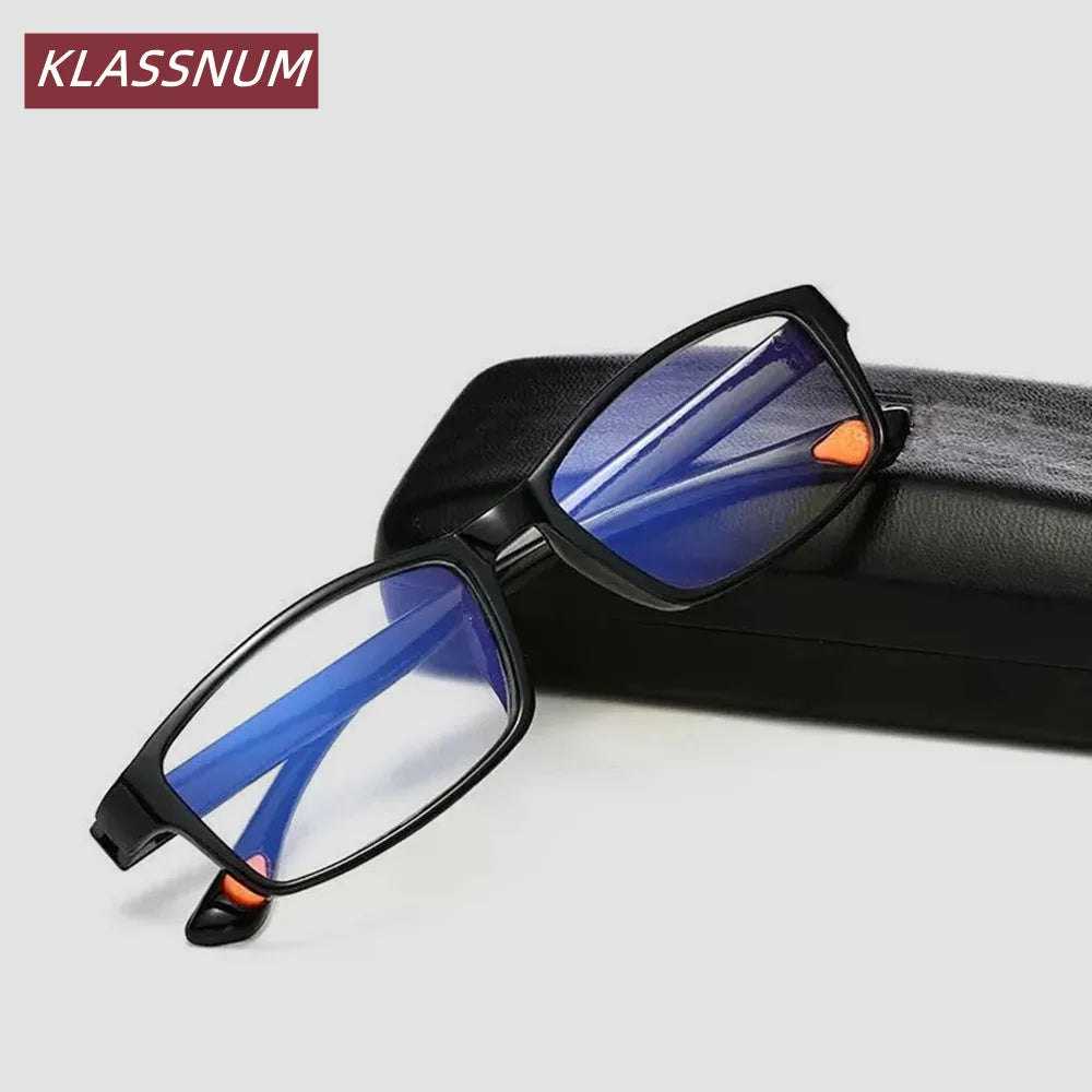 KLASSNUM Blue Light Blocking Reading Glasses – Rectangular PC Frame Reading Glasses SWANS