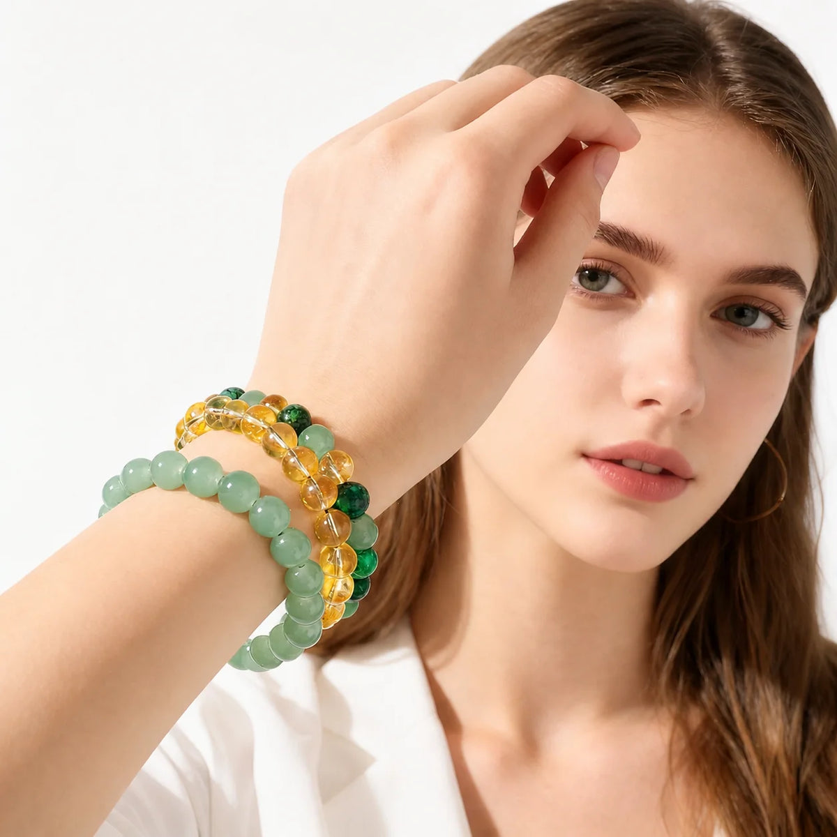Stackable Natural Stone Beaded Bracelet Set – Nordic 3-Pack Beaded Bracelet Set SWANS