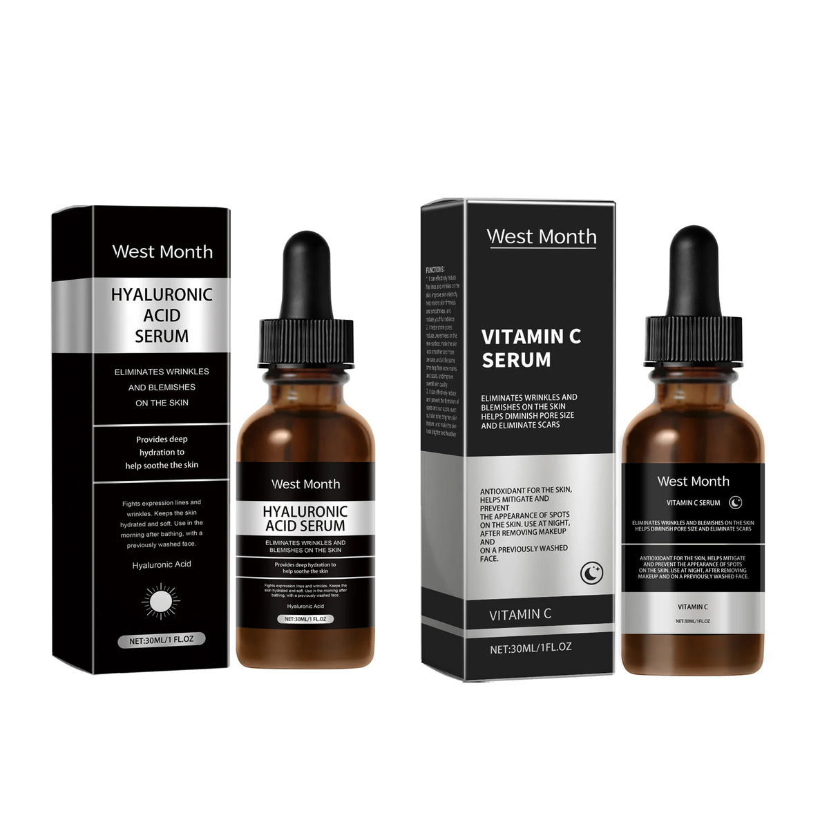 West&Mont Anti-Aging Face Serum – Hyaluronic Acid & Vitamin C Anti-Aging Face Serum SWANS 60ml boxed