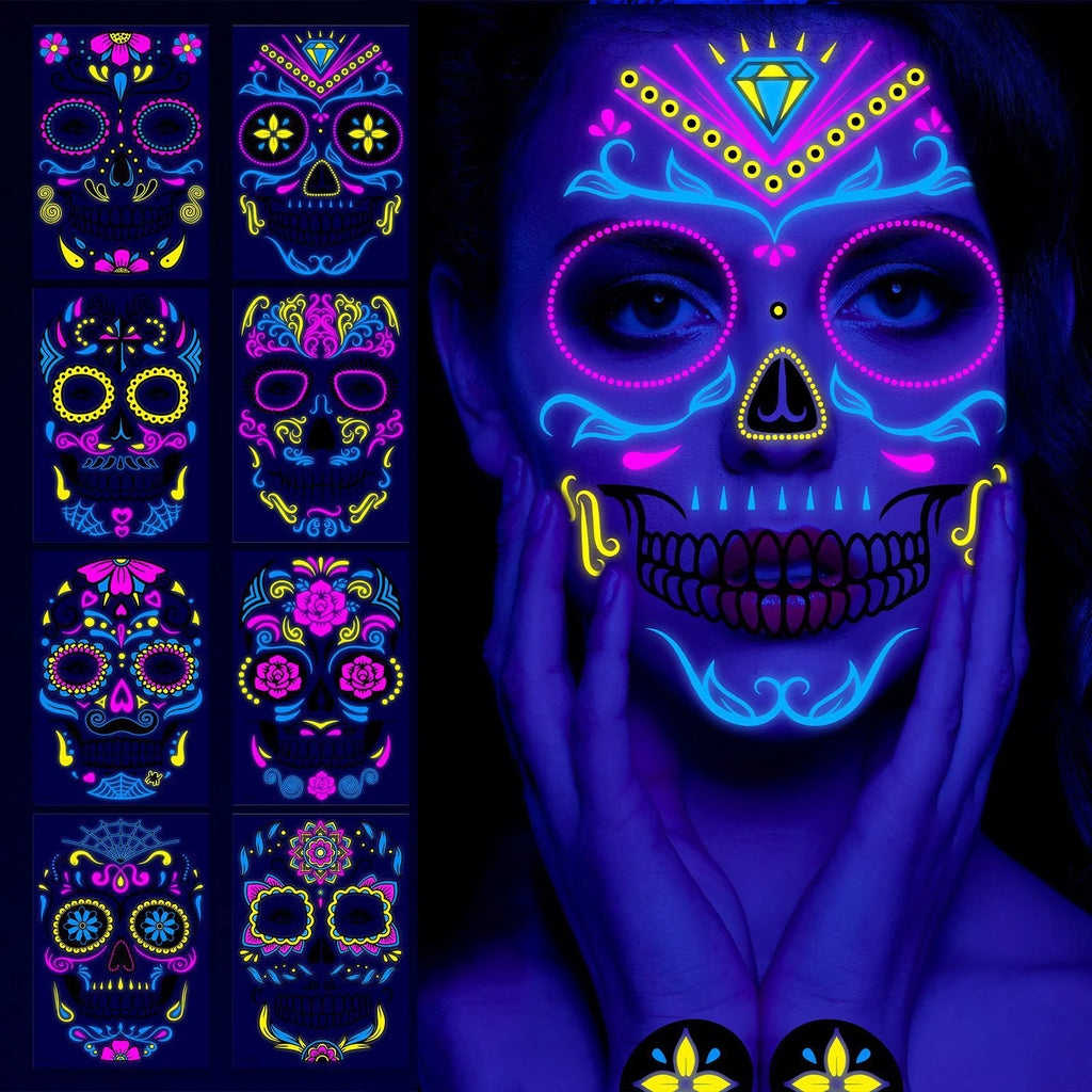 Halloween Glow Temporary Tattoo Stickers – Ghost Body Art Temporary Tattoo Stickers SWANS