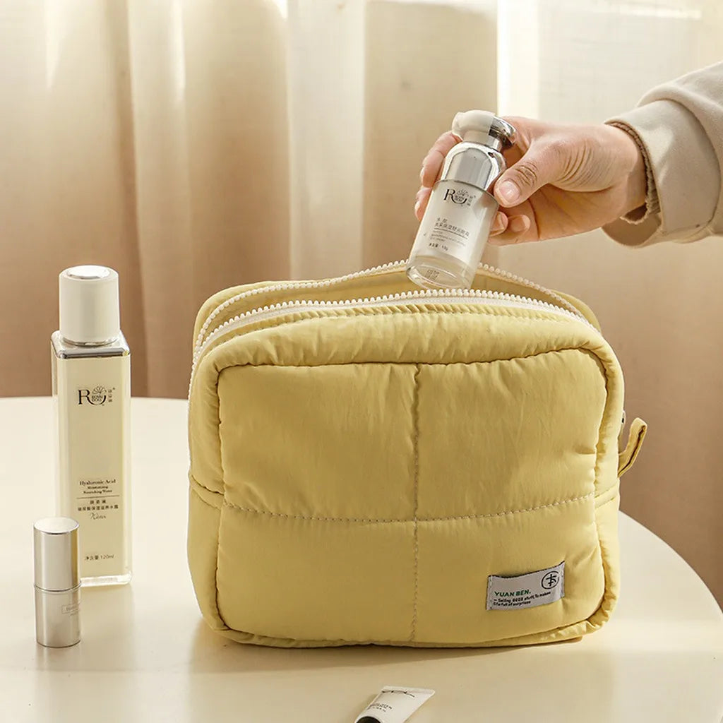 SWANS Waterproof Nylon Cosmetic Bag – Multi-Use Storage Pouch Cosmetic Storage Bag SWANS Cream Yellow-1 As Show