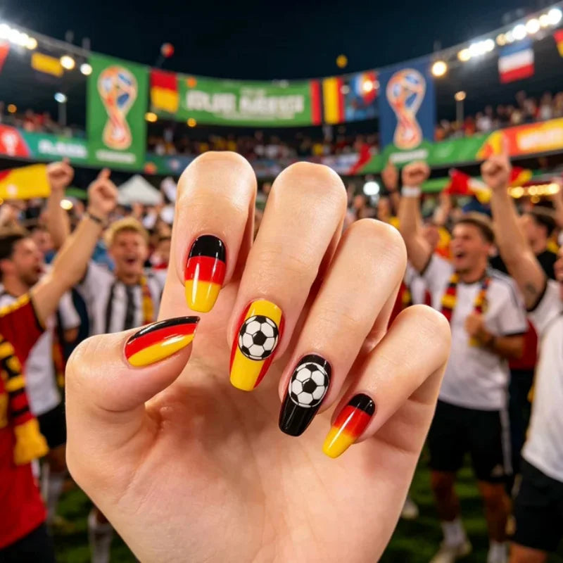 Germany Soccer Press-On Nails – Removable False Nails Set Press-On Nails SWANS