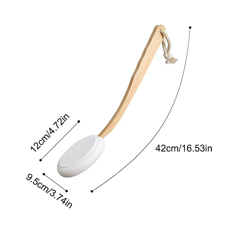Long Handle Lotion Applicator & Body Brush – Wood & EVA Body Brush Applicator SWANS 1pcs