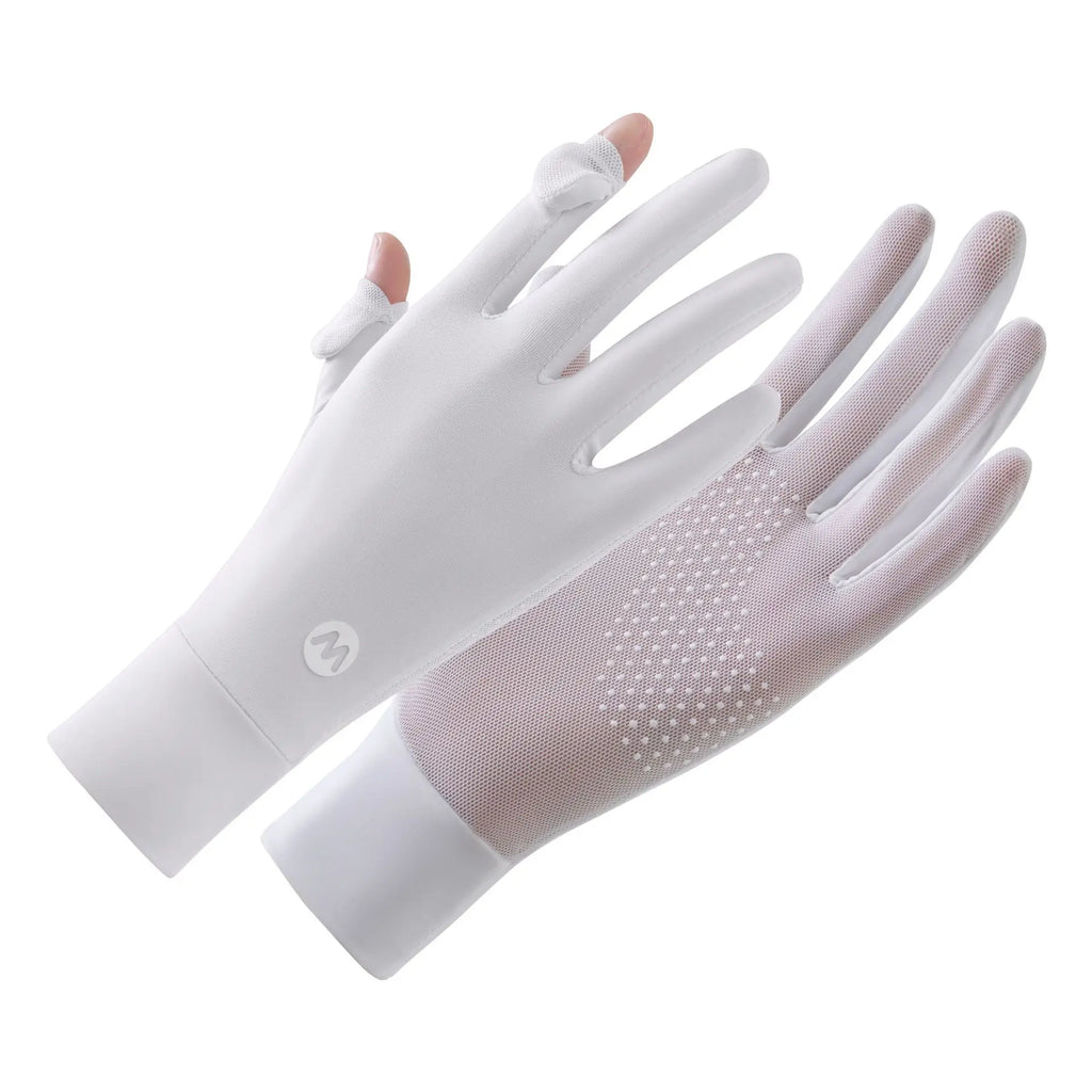 Women UPF50+ UV Sun Gloves Ice Silk Touchscreen Non-Slip UV Sun Protection Gloves SWANS White One Size