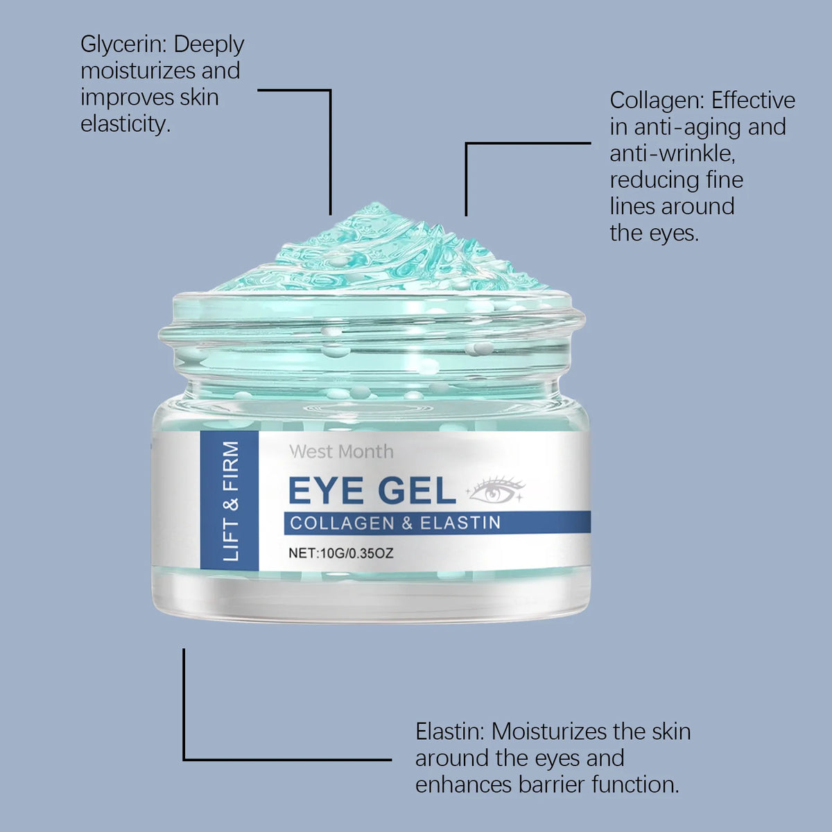 WEST MONTH Collagen Eye Gel – Firm, Brighten & Hydrate Eye Gel Cream SWANS