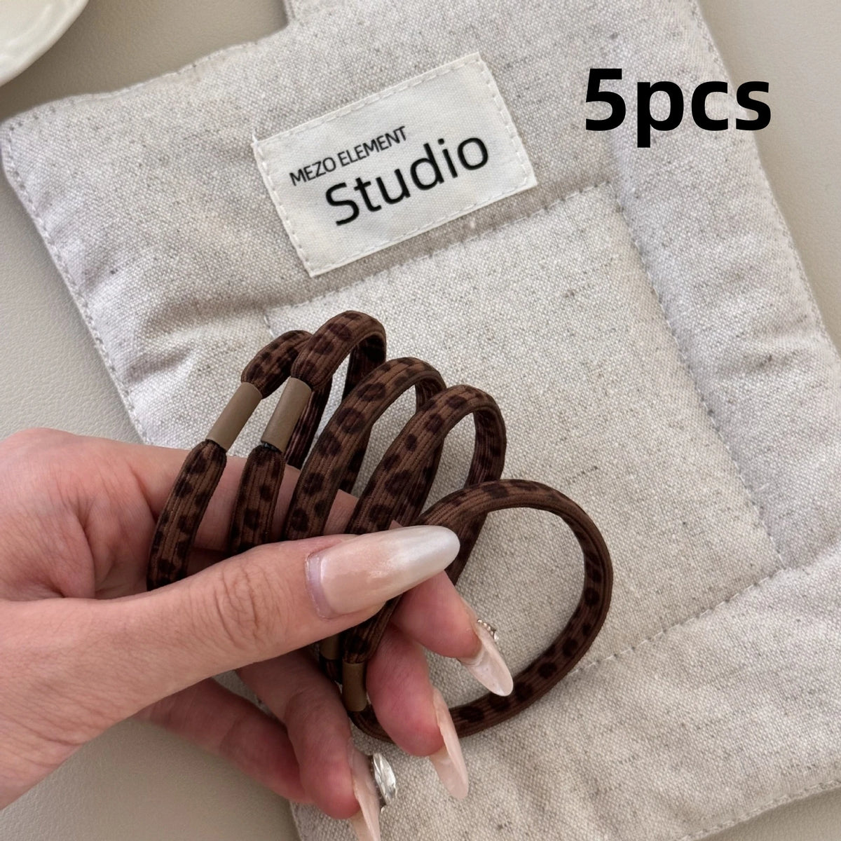 Leopard Print Elastic Hair Ties for Women – Vintage Hair Bands Elastic Hair Band SWANS 5pcs