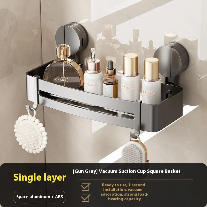 SWANS No-Drill Suction Cup Towel Rack – Double Bar & Hook Bathroom Towel Rack SWANS Suction rectangular