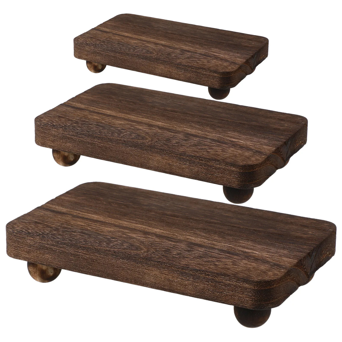 3-Piece Wood Display Riser Stand Set – Kitchen & Bathroom Décor Wood Display Riser SWANS