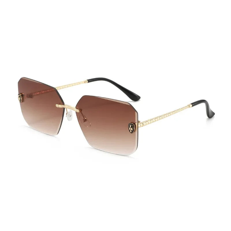 Y2K Snake Rimless Sunglasses – Steampunk UV400 Shades Fashion Sunglasses SWANS Gradient Tea