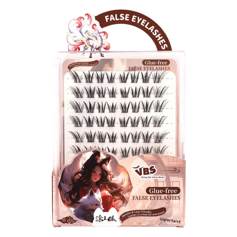 Glue-Free Fox Wing False Lashes – 10 Rows Fluffy Reusable False Eyelashes SWANS