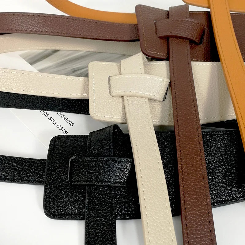 Women's Wide Knot PU Leather Belt – Waist Dress Cummerbund Wide Waist Belt SWANS